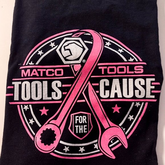 MATCO Tools for the Cause, Breast Ca. Awareness Black Tee MED. Short Sleeve NEW! - Picture 2 of 10